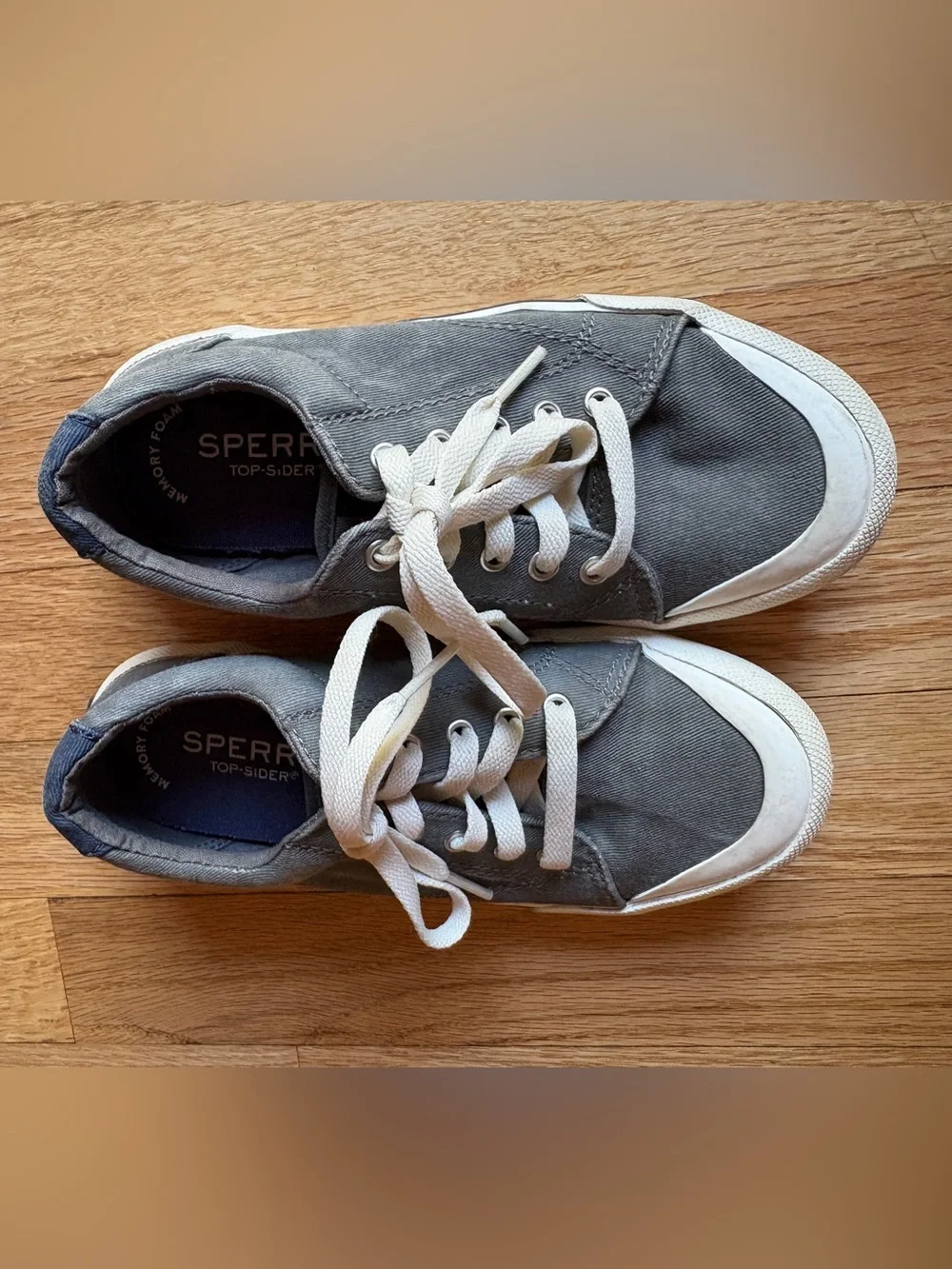 Kids Gray Canvas Lace-Up Sneakers Top-Siders